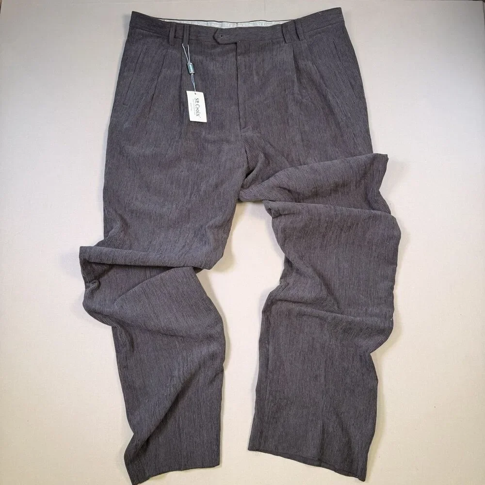 NWT ST. CROIX Men's Grey Corduroy Pants Trousers Sz 42R MADE IN ITALY Wool Blend